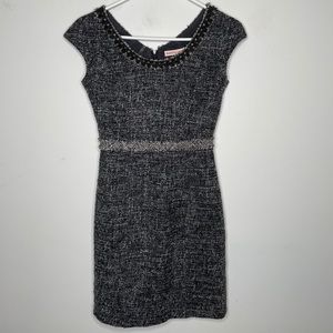 Rebecca Taylor Black Grey Tweed Sheath Dress